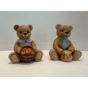 Vtg Homco Porcelain Teddy Bear Figurines 1405 Autumn  Home interiors Apple Honey
